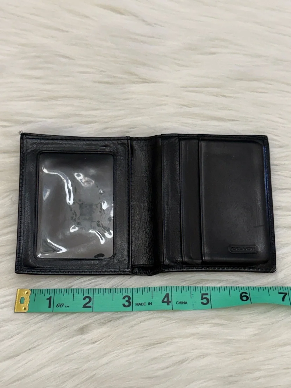 COACH - VINTAGE BLACK ALL LEATHER BIFOLD CARDHOLDER WALLET